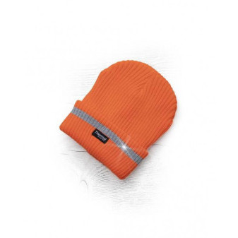 Zimní čepice pletená fleece  ARDON®SPARK s reflex. pruhem oranžová