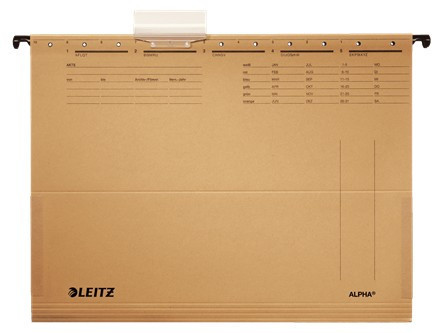 Závěsné desky Leitz Alpha A4 s bočnicí hnědé 25ks / prodej po balení