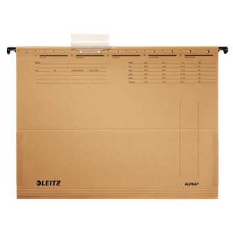 Závěsné desky Leitz Alpha A4 s bočnicí hnědé 25ks / prodej po balení