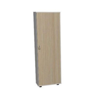 Vysoká úzká šatní skříň Ergo|186x60x38cm|s dvířky a šatním výsuvem|světlé dřevo