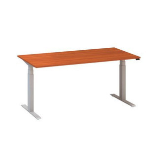 Výškově nastavitelný kancelářský stůl Alfa Up s šedým podnožím|160x80x61,5-127,5cm|divoká třešeň