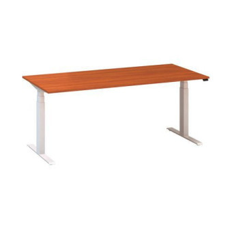 Výškově nastavitelný kancelářský stůl Alfa Up s bílým podnožím|180x80x61,5-127,5cm|divoká třešeň