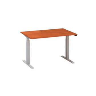 Výškově nastavitelný kancelářský stůl Alfa Up s šedým podnožím|120x80x61,5-127,5cm|divoká třešeň