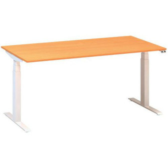 Výškově nastavitelný kancelářský stůl Alfa Up s bílým podnožím|160x80x61,5-127,5cm|buk Bavaria