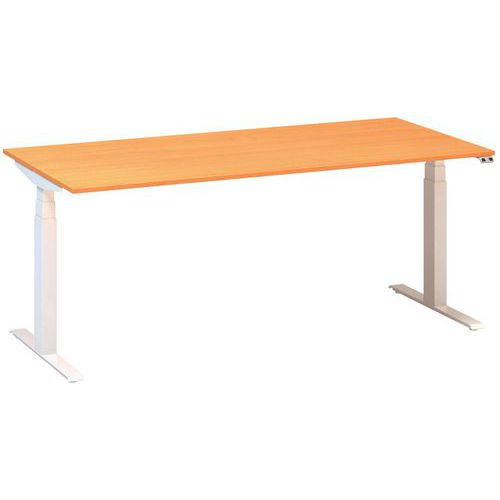 Výškově nastavitelný kancelářský stůl Alfa Up s bílým podnožím|180x80x61,5-127,5cm|buk Bavaria