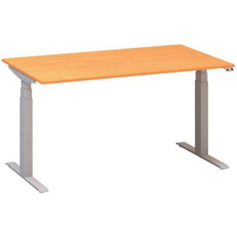Výškově nastavitelný kancelářský stůl Alfa Up s šedým podnožím|140x80x61,5-127,5cm|buk Bavaria