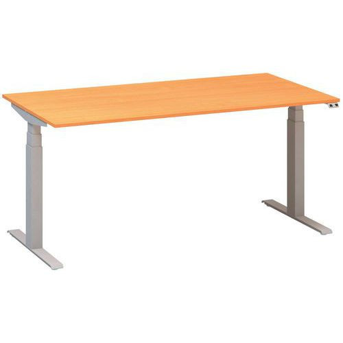 Výškově nastavitelný kancelářský stůl Alfa Up s šedým podnožím|160x80x61,5-127,5cm|buk Bavaria