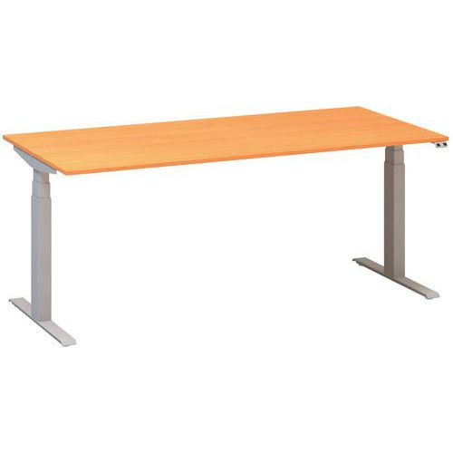 Výškově nastavitelný kancelářský stůl Alfa Up s šedým podnožím|180x80x61,5-127,5cm|buk Bavaria