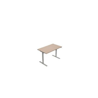 Výškově nastavitelný kancelářský stůl TOP O s šedým podnožím|140x80x70,5-119,5cm|bělený dub