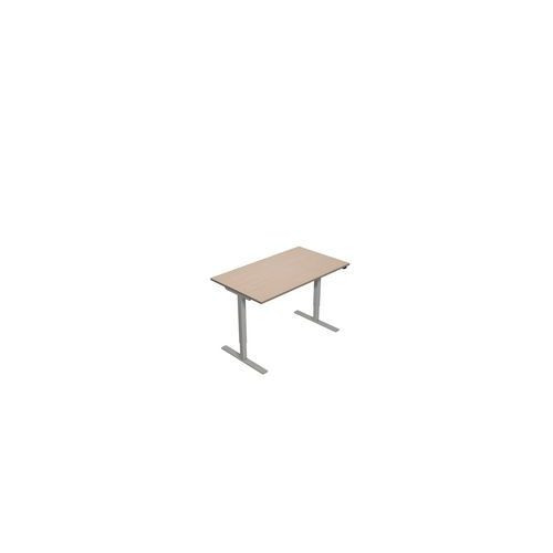 Výškově nastavitelný kancelářský stůl TOP O s šedým podnožím|160x80x70,5-119,5cm|bělený dub