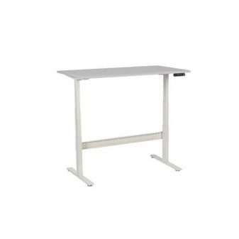 Výškově nastavitelný kancelářský stůl Manutan|140x80x62,5-127,5cm|rovný|ABS 2mm|světle šedá