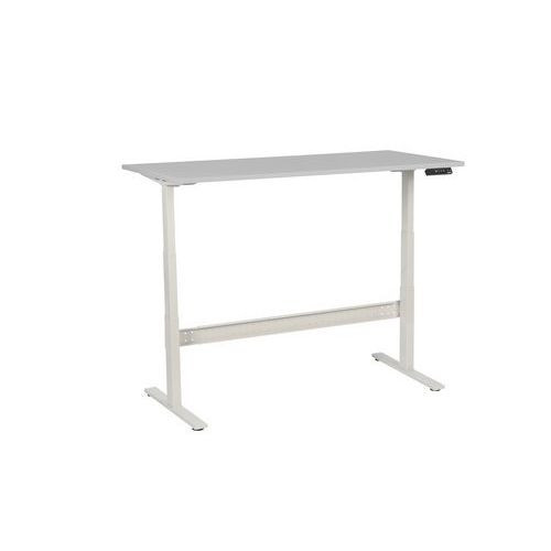 Výškově nastavitelný kancelářský stůl Manutan|160x80x62,5-127,5cm|rovný|ABS 2mm|světle šedá