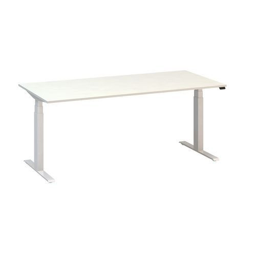 Výškově nastavitelný kancelářský stůl Alfa Up s bílým podnožím|180x80x61,5-127,5cm|bílá