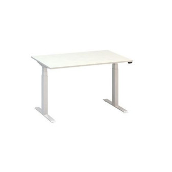 Výškově nastavitelný kancelářský stůl Alfa Up s bílým podnožím|120x80x61,5-127,5cm|bílá