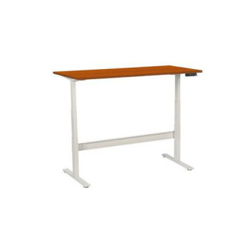 Výškově nastavitelný kancelářský stůl Manutan|160x80x62,5-127,5cm|rovný|ABS 2mm|třešeň