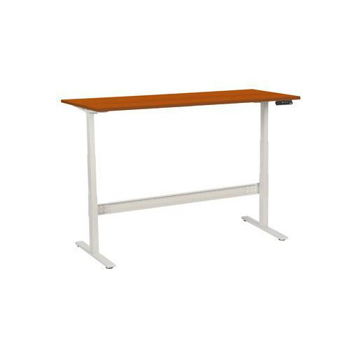 Výškově nastavitelný kancelářský stůl Manutan|180x80x62,5-127,5cm|rovný|ABS 2mm|třešeň