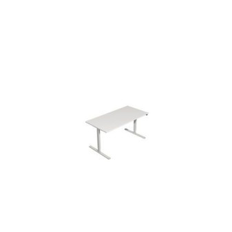 Výškově nastavitelný kancelářský stůl TOP O s bílým podnožím|160x80x70,5-119,5cm|bílá