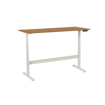 Výškově nastavitelný kancelářský stůl Manutan|180x80x62,5-127,5cm|rovný|ABS 2mm|ořech