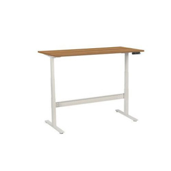 Výškově nastavitelný kancelářský stůl Manutan|160x80x62,5-127,5cm|rovný|ABS 2mm|ořech