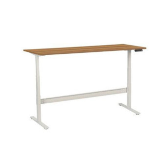 Výškově nastavitelný kancelářský stůl Manutan|200x80x62,5-127,5cm|rovný|ABS 2mm|ořech
