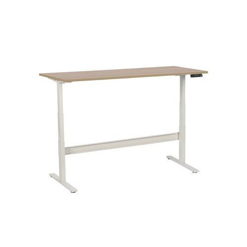 Výškově nastavitelný kancelářský stůl Manutan|180x80x62,5-127,5cm|rovný|ABS 2mm|dub