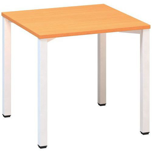 Konferenční stůl Alfa 420 s bílým podnožím|80x80x74,2cm|rovný|buk Bavaria