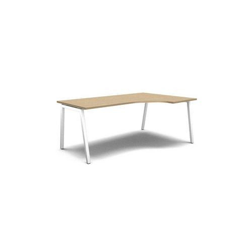 Ergo kancelářský stůl MOON A|180x120x74cm|pravý|bělený dub/bílá