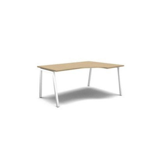 Ergo kancelářský stůl MOON A|160x120x74cm|pravý|bělený dub/bílá