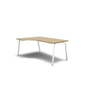 Ergo kancelářský stůl MOON A|180x120x74cm|levý|bělený dub/bílá