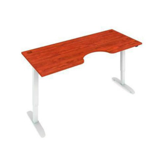 výškově stavitelný stůl|deska v dekoru třešeň|podnož bílá