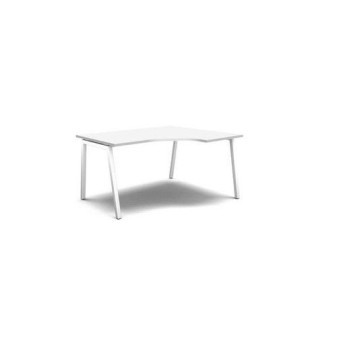 Stůl pracovní-ergo pravý|deska bílá|podnož bílá