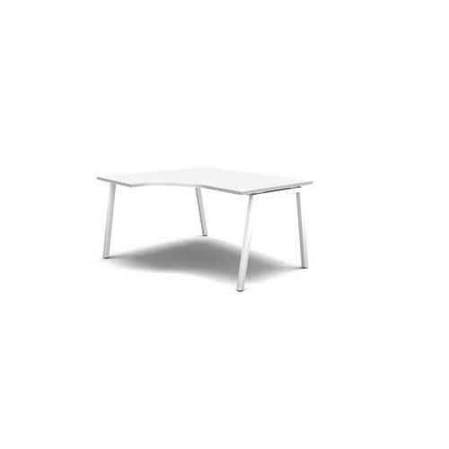 Stůl pracovní-ergo levý|deska bílá|podnož bílá