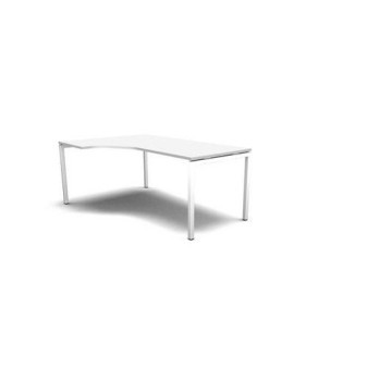 Stůl pracovní-ergo levý|deska bílá|podnož bílá