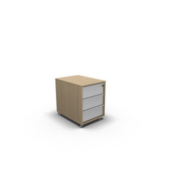 Mobilní kontejner MOON|56x42,8x60cm|3 zásuvky|bělený dub/bílá