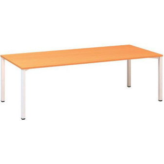 Konferenční stůl Alfa 420 s bílým podnožím|240x100x74,2cm|buk Bavaria