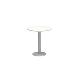Kruhový konferenční stůl Alfa 400 s šedým podnožím|70x74,2cm|bílá
