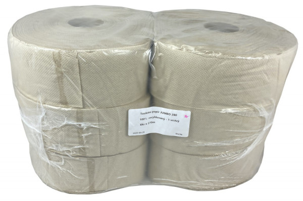 Toaletní papír Jumbo 280mm 1vrs. recykl 6ks / prodej po balení      1108A