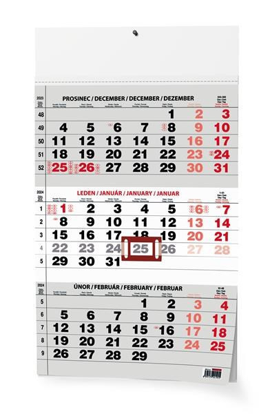 Kalendář nástěnný A3 Tříměsíční černý BNC0