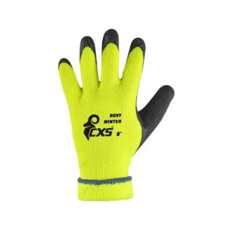 Rukavice CXS ROXY WINTER, zimní, máčené v latexu, černo-žluté, vel. 9