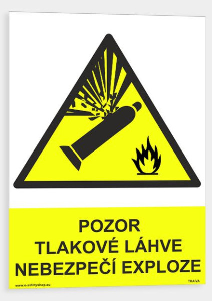 Pozor Tlakové láhve Nebezpečí exploze Plast 148 x 210 mm (A5) tl. 0.5 mm