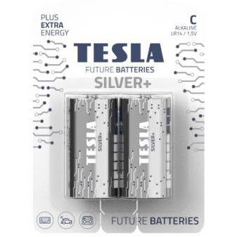 Baterie Tesla SILVER+ Alkalické C (LR14, malý monočlánek, blister) 2ks New design