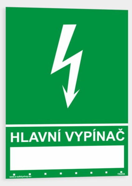 Hlavní vypínač Samolepka 210 x 297 mm (A4) tl. 0.1 mm