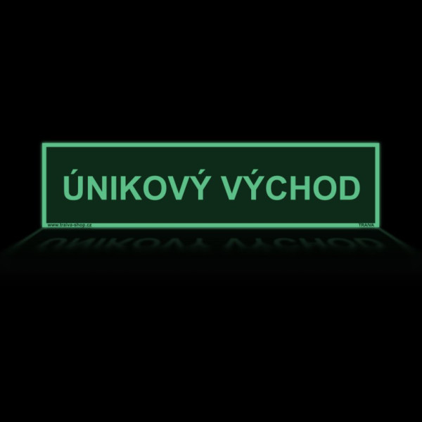 Únikový východ - Nápis Plast 200 x 50 mm tl. 1.1 mm - fotoluminiscenční