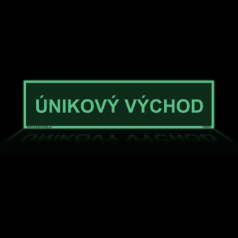 Únikový východ - Nápis Plast 200 x 50 mm tl. 1.1 mm - fotoluminiscenční