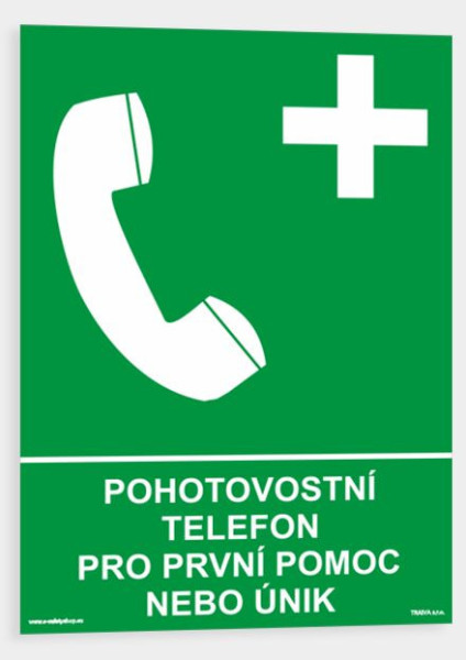 Pohotovostní telefon pro první pomoc nebo únik Plast 210 x 297 mm (A4) tl. 0.5 mm