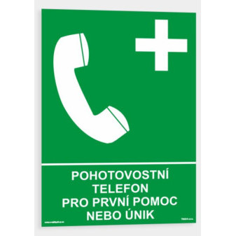 Pohotovostní telefon pro první pomoc nebo únik Samolepka 210 x 297 mm (A4) tl. 0.1 mm