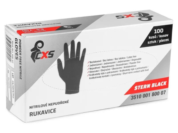 Rukavice CXS STERN BLACK, jednorázové, nitrilové, vel.