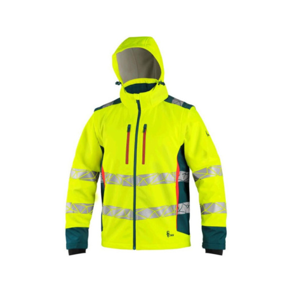 Bunda CXS BEDFORD WINTER,výstražná,zimní,pánská,softshell, žluto-petrol