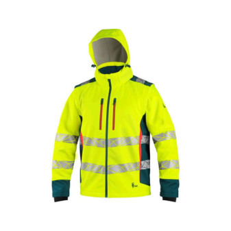 Bunda CXS BEDFORD WINTER,výstražná,zimní,pánská,softshell, žluto-petrol