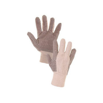 Textilní rukavice CXS GABO, s PVC terčíky, bílé, vel. 10
